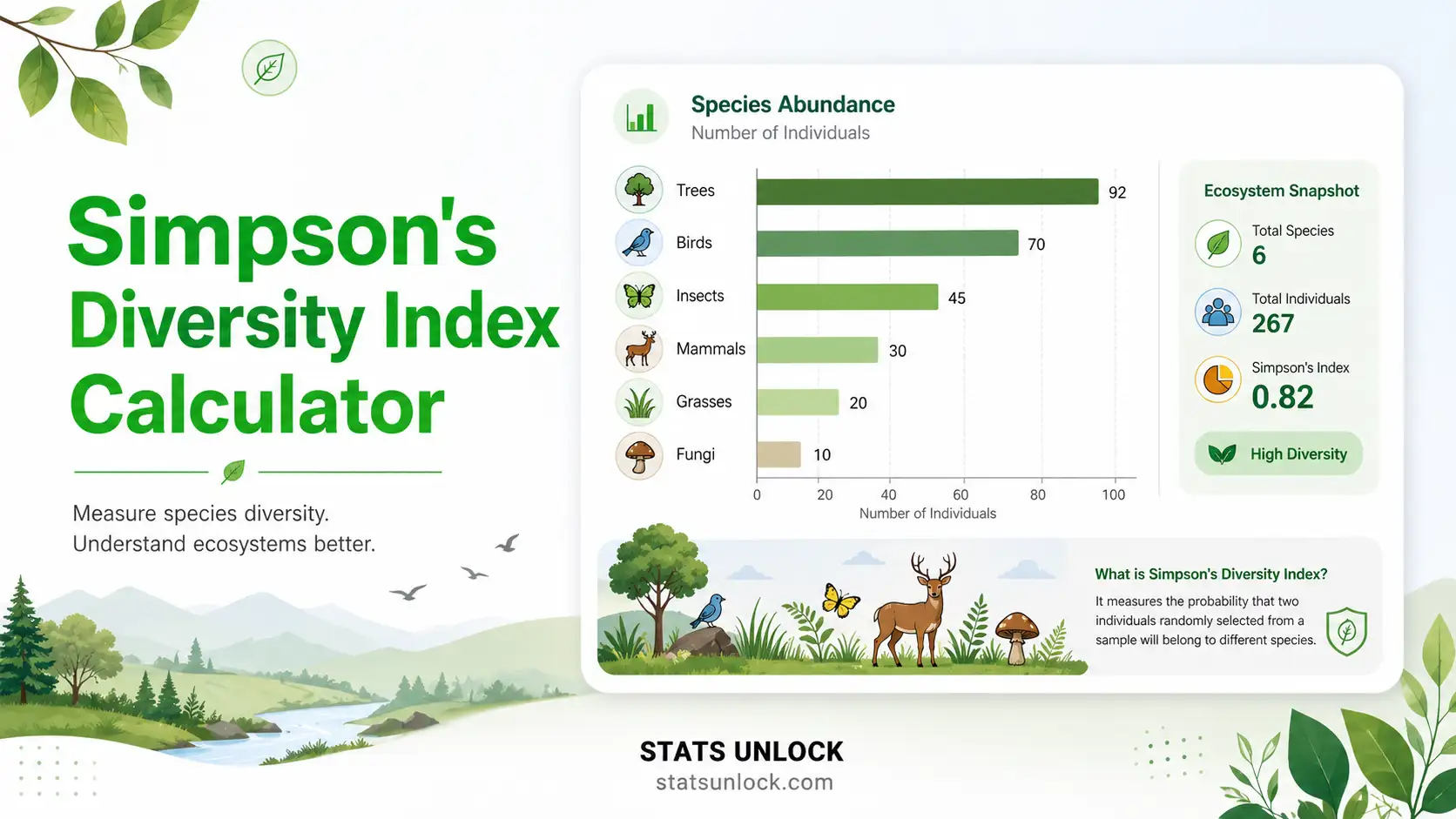 Simpson's Diversity Index Calculator